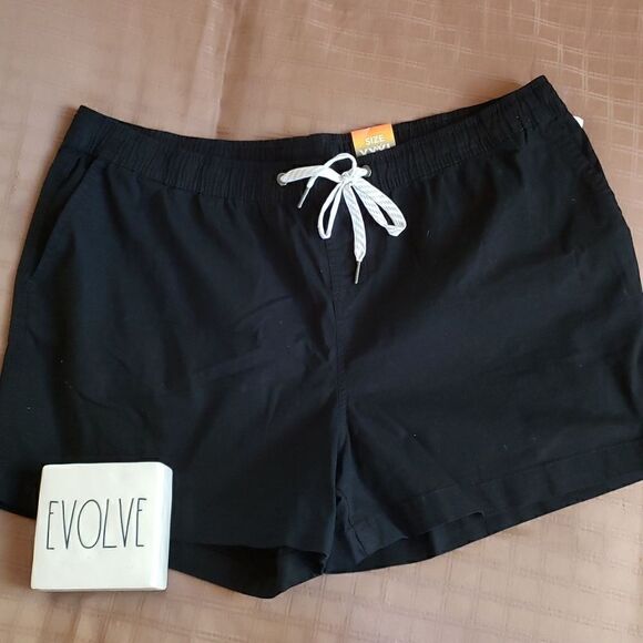 BURNSIDE Black Athletic Cotton Stretch Swim Elastic Draw String Waist Short XXXL - Picture 1 of 8